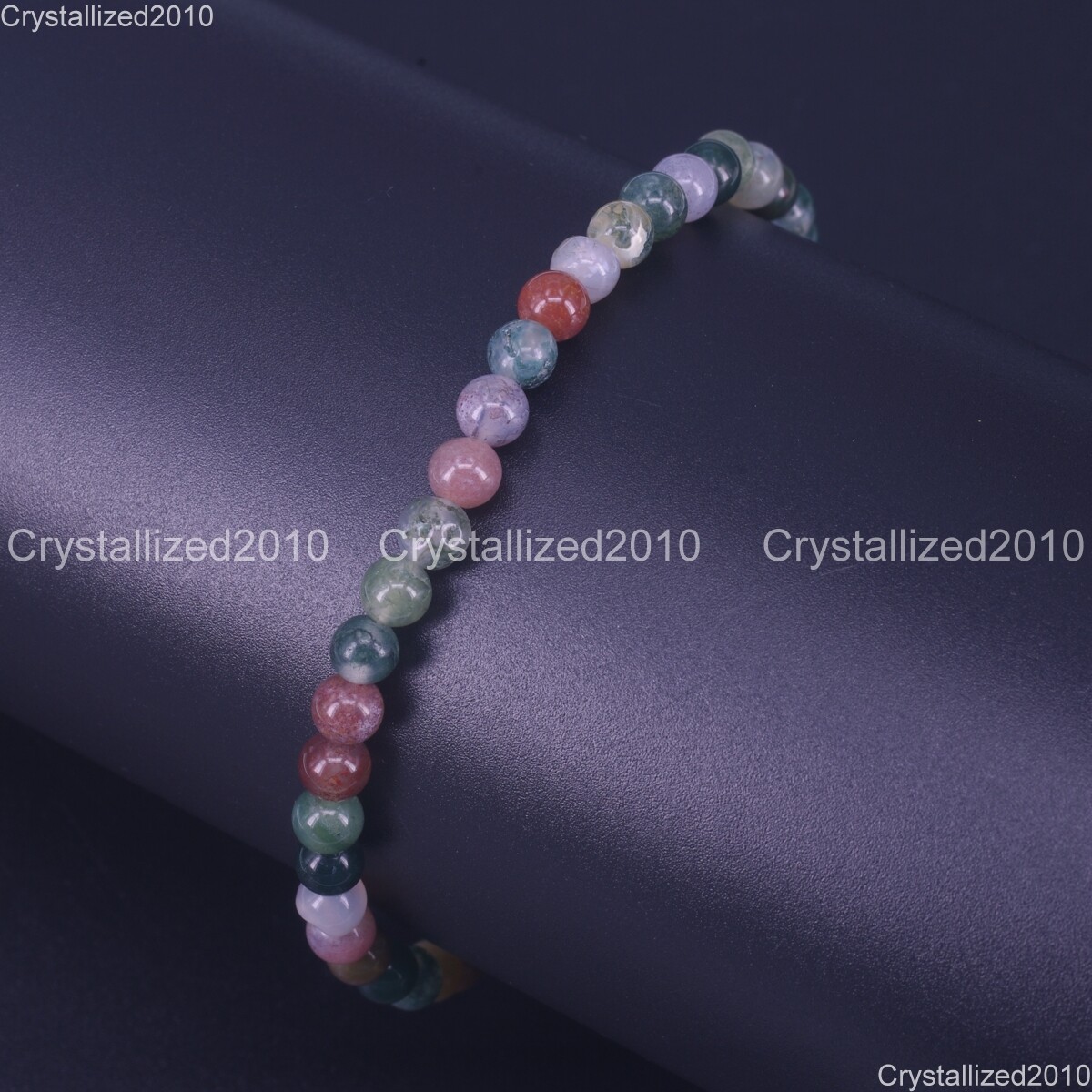 Handmade 4mm Mixed Natural Gemstone Round Beads Stretchy Bracelet Child Size 6″