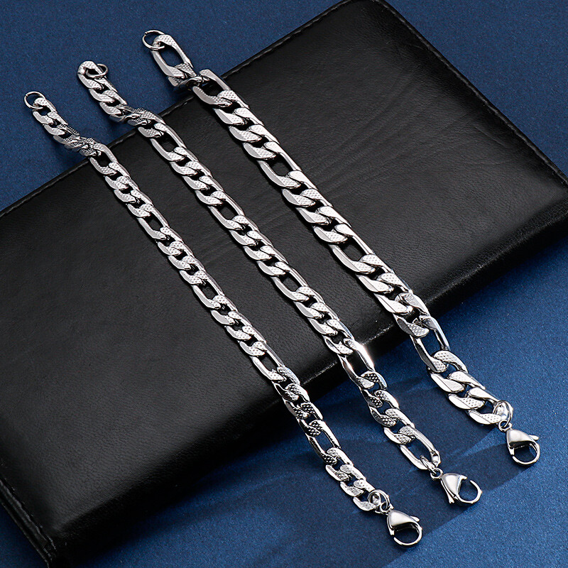 5pcs Lot stianless steel Embossed figaro Chain NK Chain bracelet Men 7mm 8mm 9mm