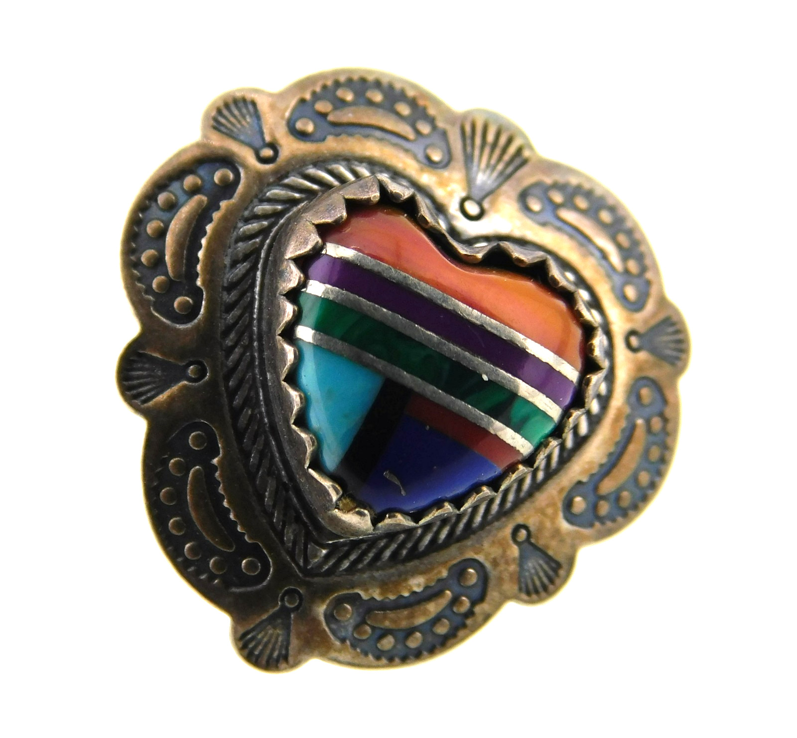 QT Quoc Turquoise Inc 925 Sterling Silver Multi Gemstone Stamped Heart Earrings