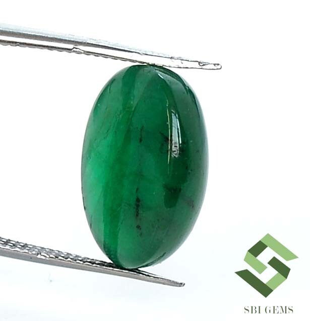 14×11 mm Certified Natural Emerald Oval Cabochon 7.36 CTS Loose Gemstone