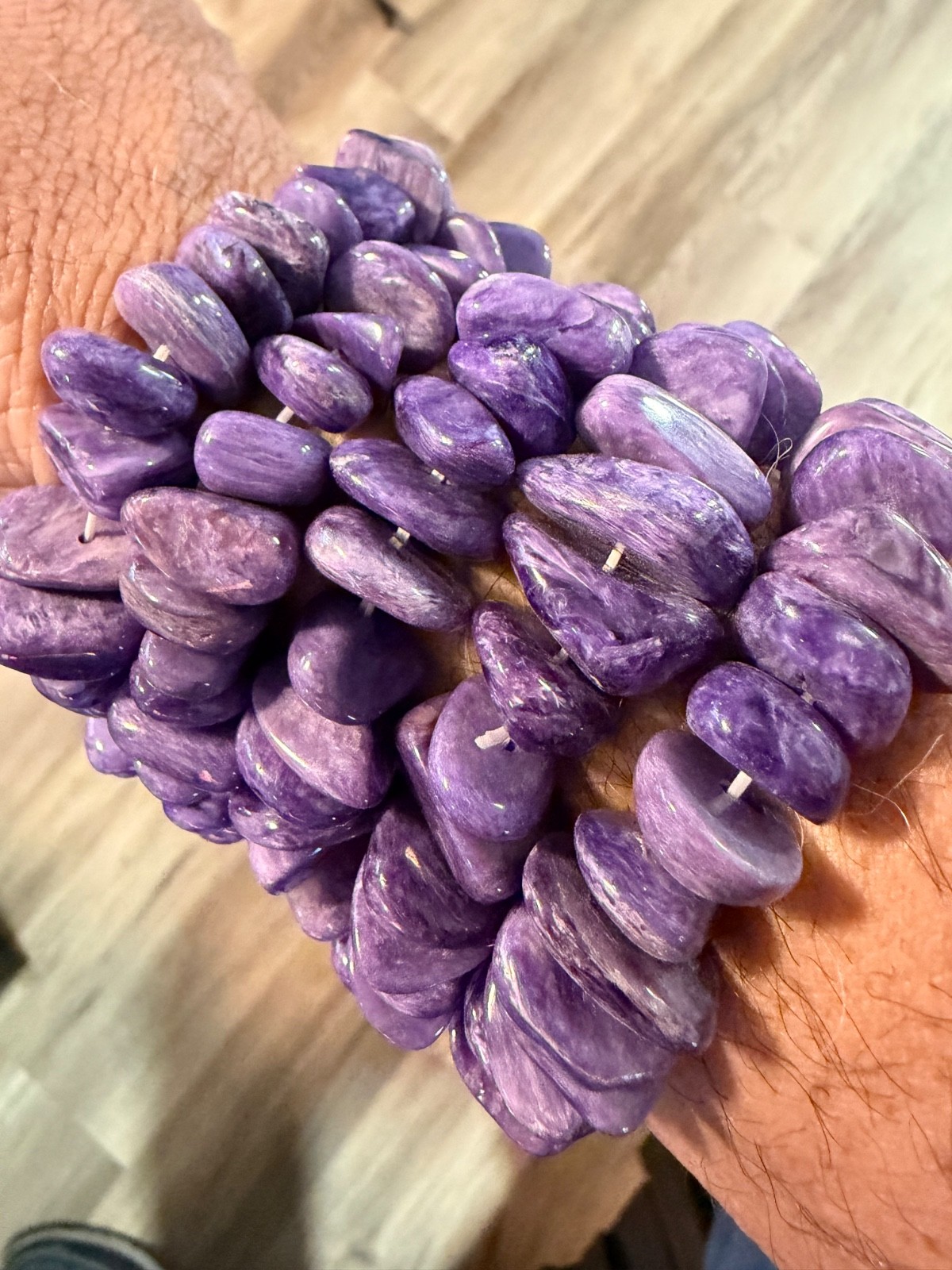 Top Quality Natural Purple Charoite Tumbled Side Drilled Bracelets 10-15mm stone