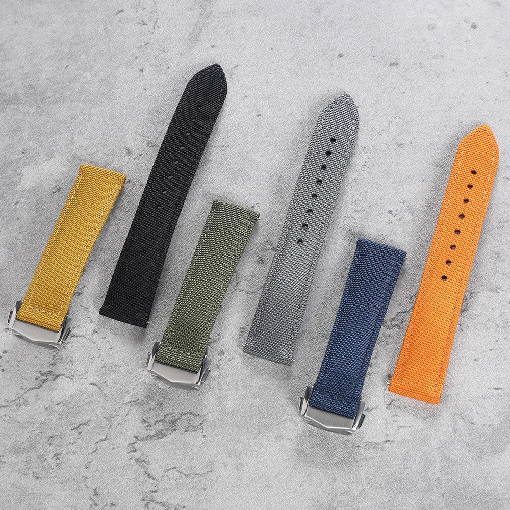 20mm 22mm Sailcloth Watchband Folding Buckle Deployant Quick Release For Omega