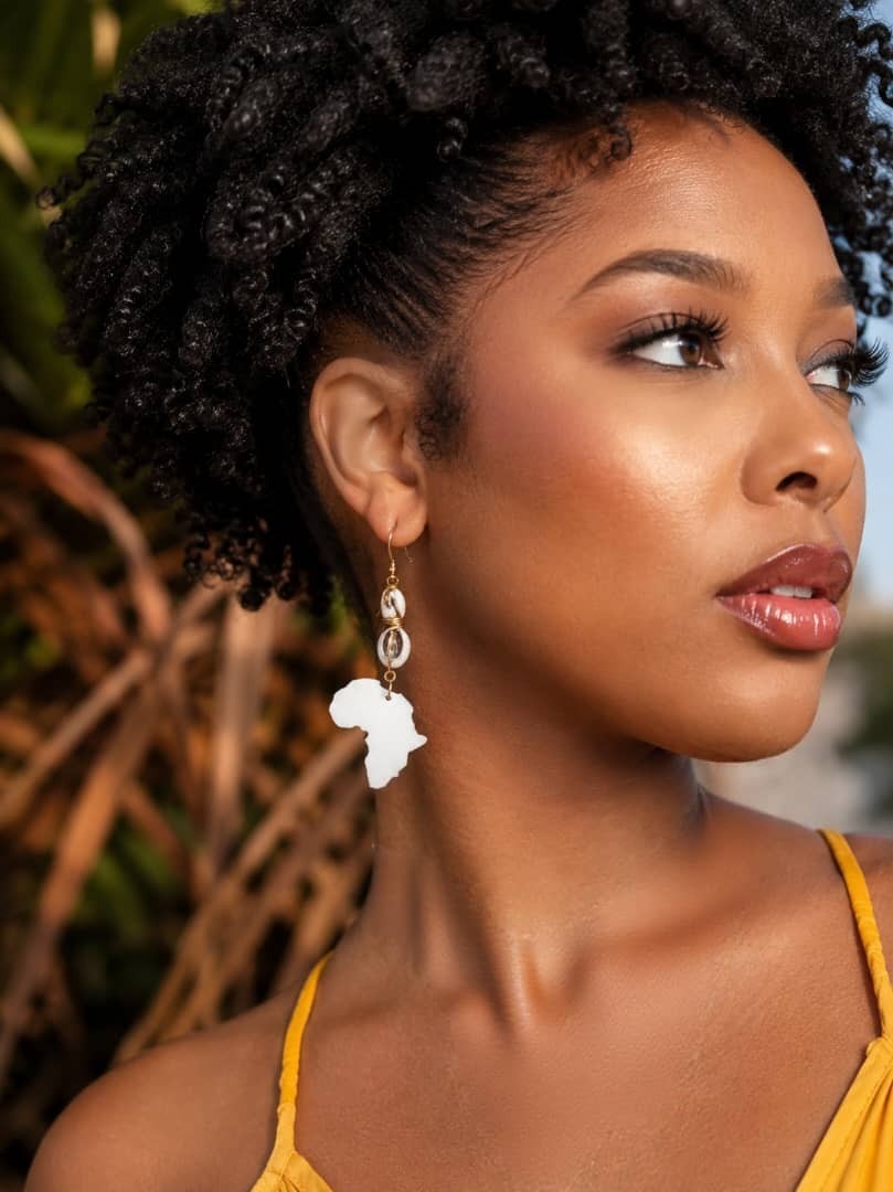 3″ Handcrafted African Bone Dangling Earrings With Bronze Spiral From Kenya