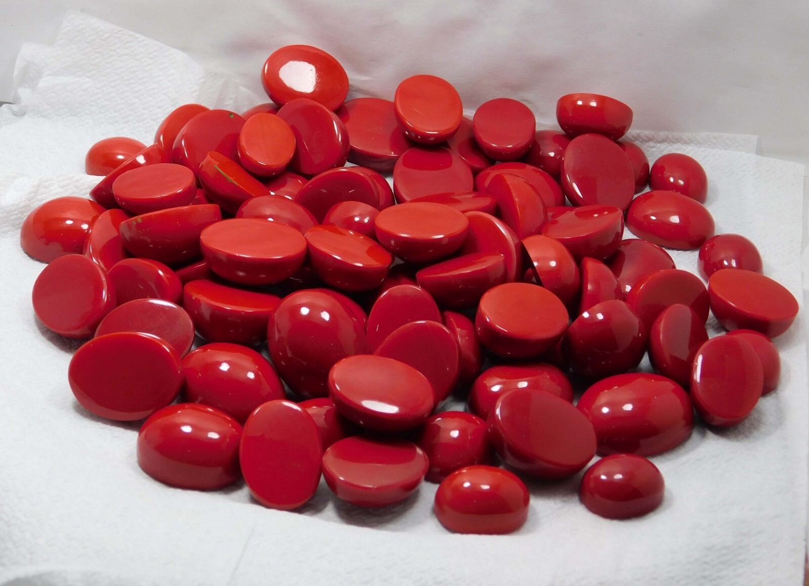 Natural Italian Red Coral 250 Ct Oval Cabochon Cut Loose Gemstone Lot