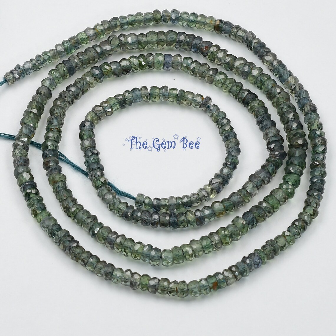 2.5mm-3.5mm Natural Earth Green Color Change Sapphire Faceted Rondelle 17.5″