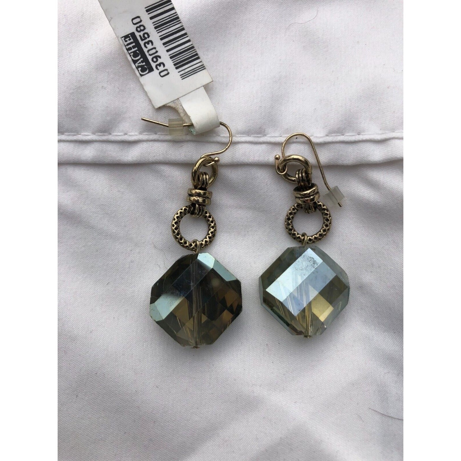 Cache Earrings Faceted Crystals 2 1/4″ Long Wedding Event Work Casual $28 NWT
