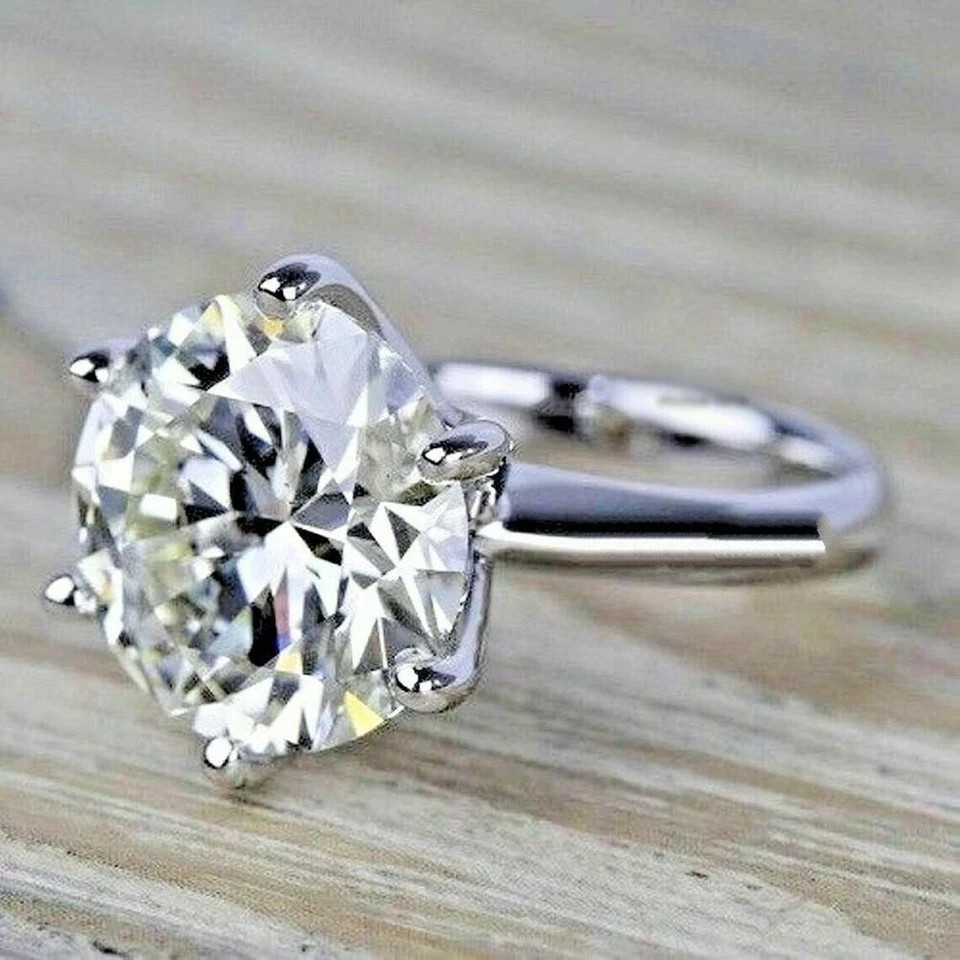 RARE 7.15 Ct Certified Off White Diamond Solitaire Ring, Great Shine-Treated