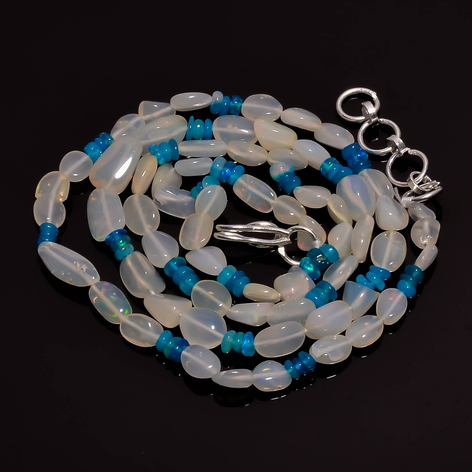 27.7 Ct. Welo Fire Ethiopian Opal Gemstone Smooth Beads Necklace 17-18″ A-3873