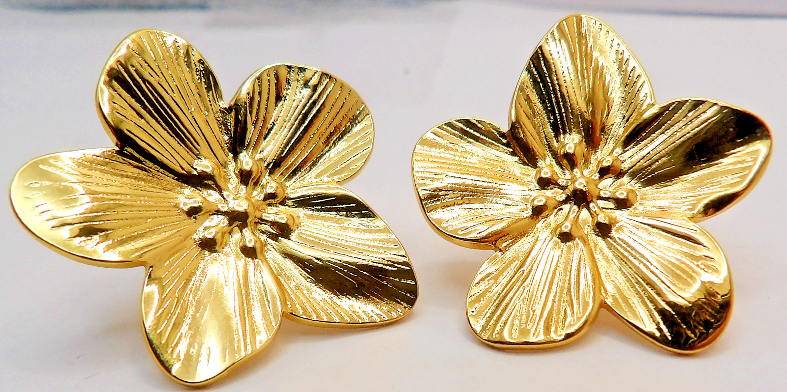 PVD Real Gold Plated 304 Stainless Steel Flower Stud Earrings 31mm