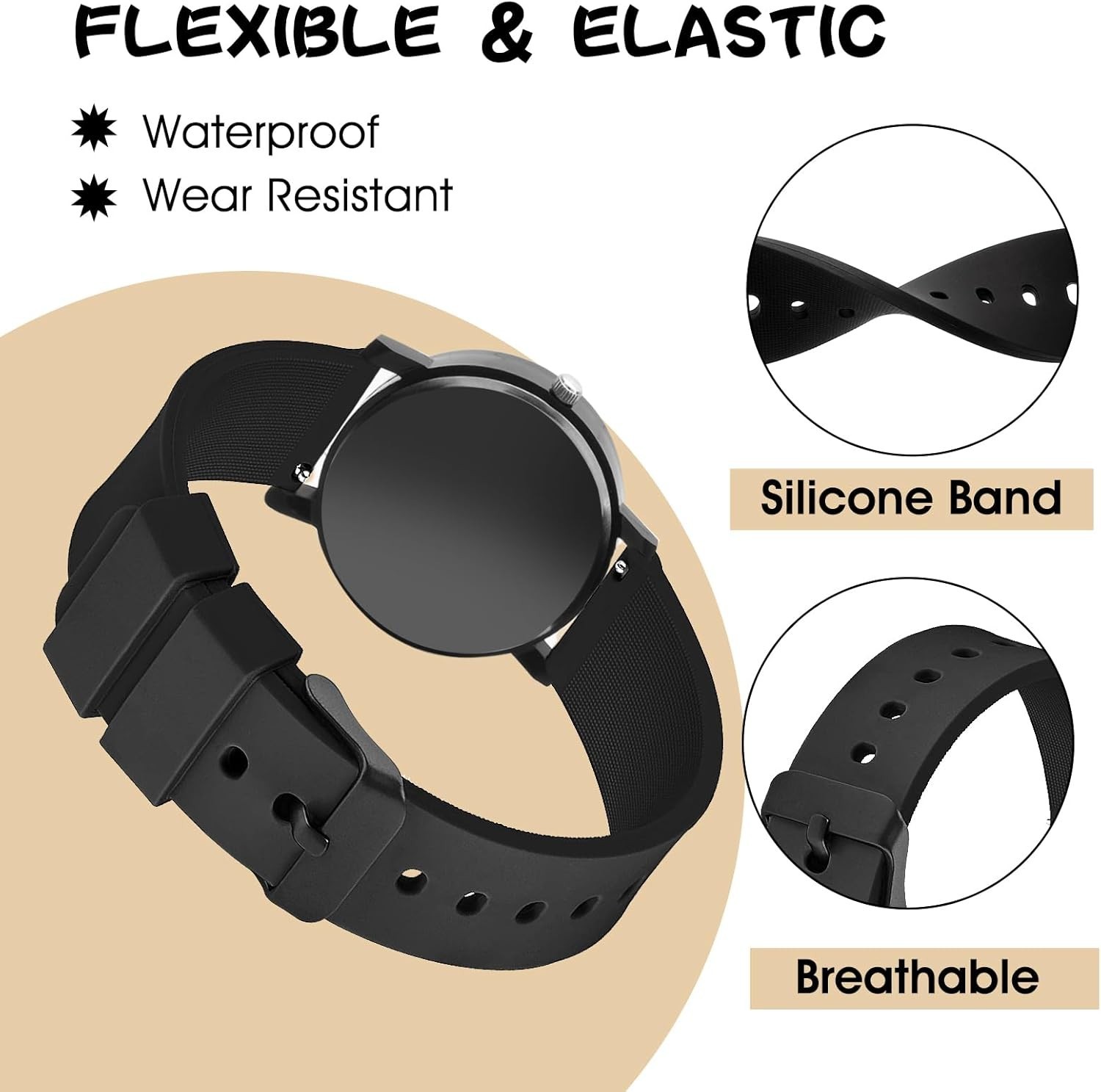 2PCS Silicone Watch Bands Set, Easy Fit Quick-Release Straps for 18mm, 20mm, …