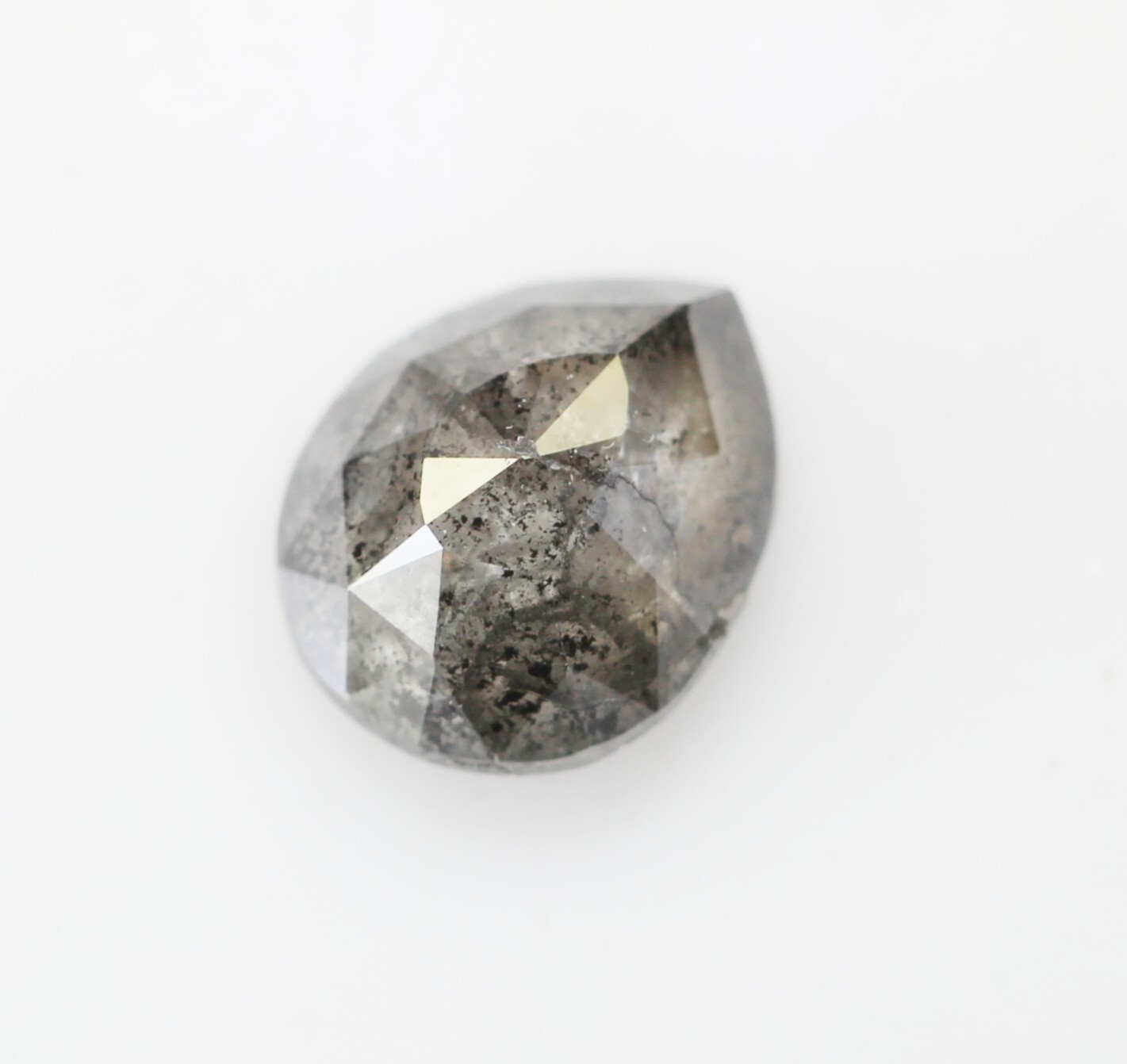 0.98 CT 6.9 MM Natural Loose Pear Salt And Pepper Diamond Grey Color Pear Shape