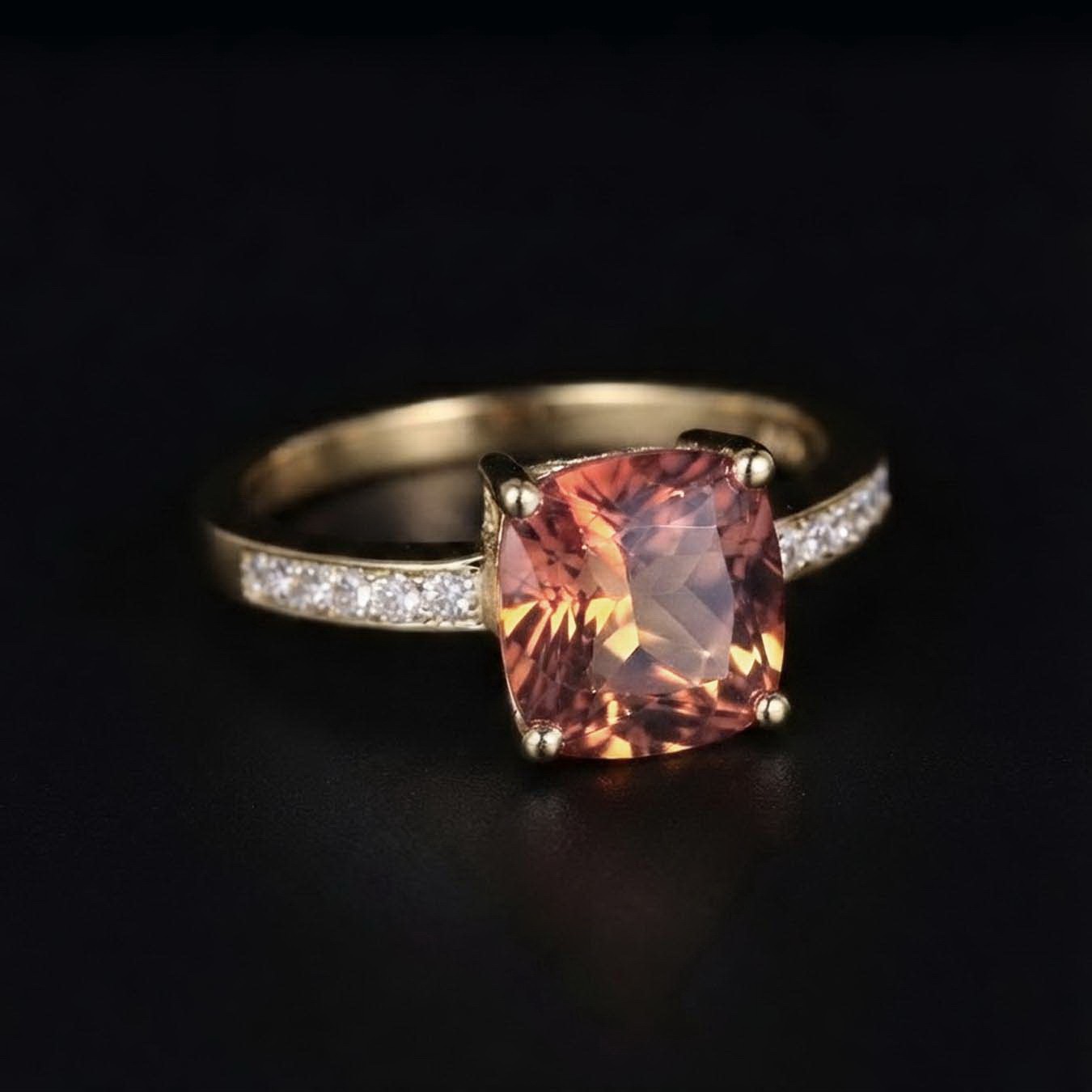 8.5 Natural imperial topaz Ring Silver Sterling Size 7 Free Resize Plated gold
