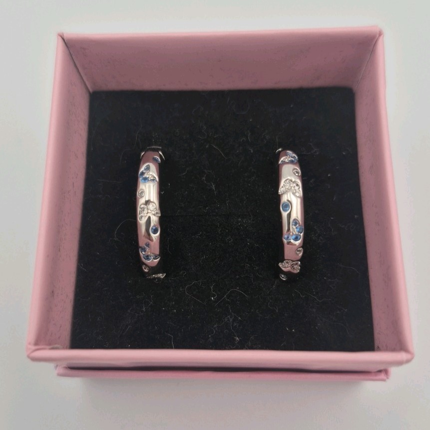 🦋 Sterling Silver Earrings W/Butterfly Design & Small Stones, Stamped S925 🦋