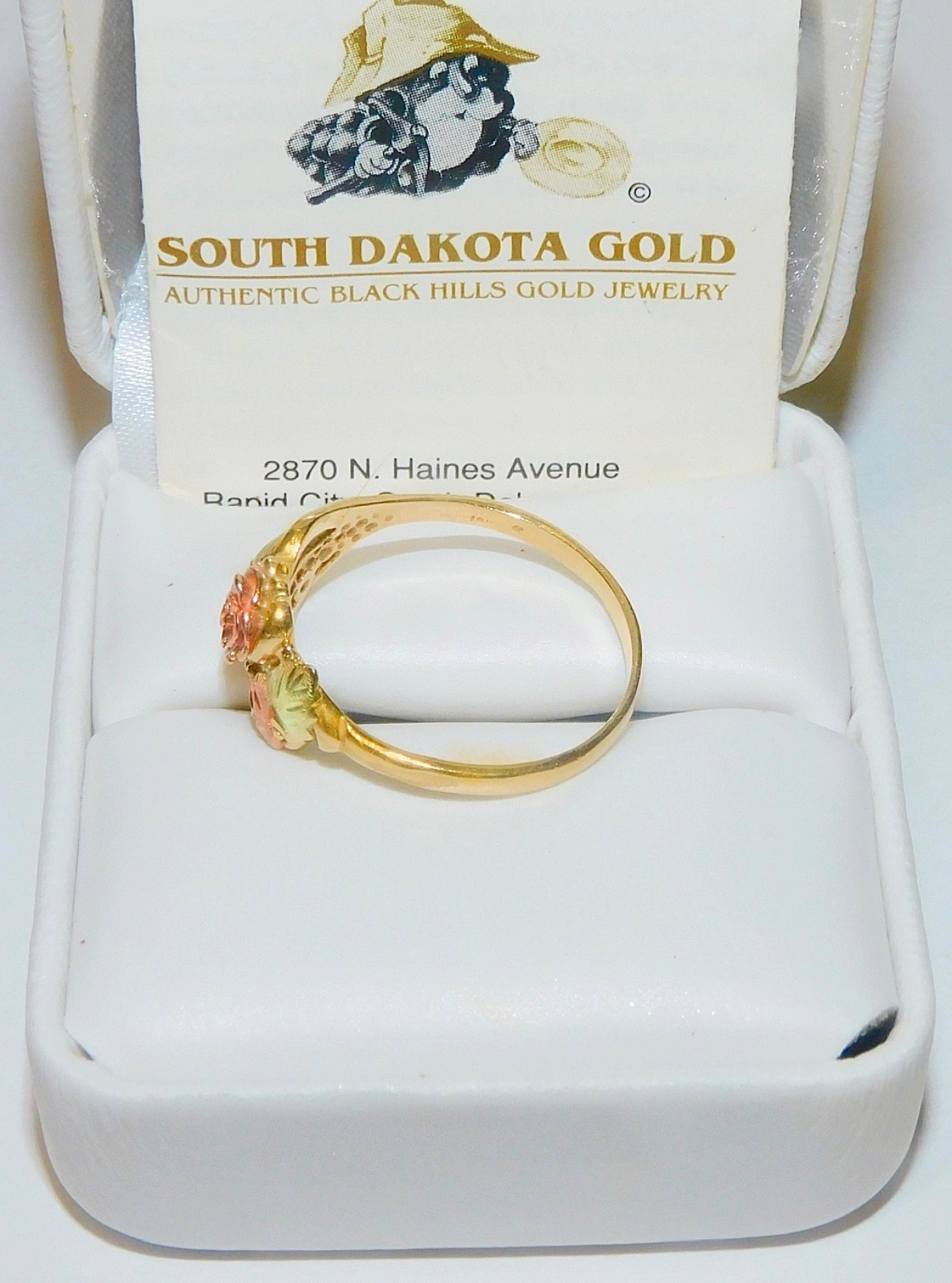 Black Hills Gold 10k Dakota Rose Leaves Ring Size 8 1/2