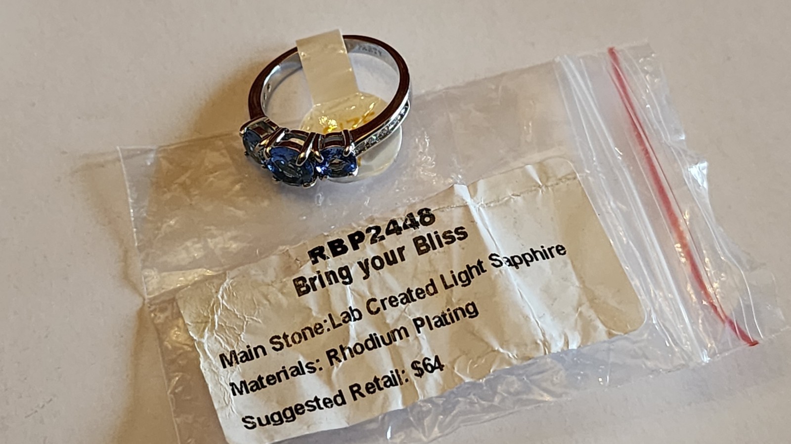 Bomb Party Bring Your Bliss Sapphire Rhodium Ring Size 7 RBP2448
