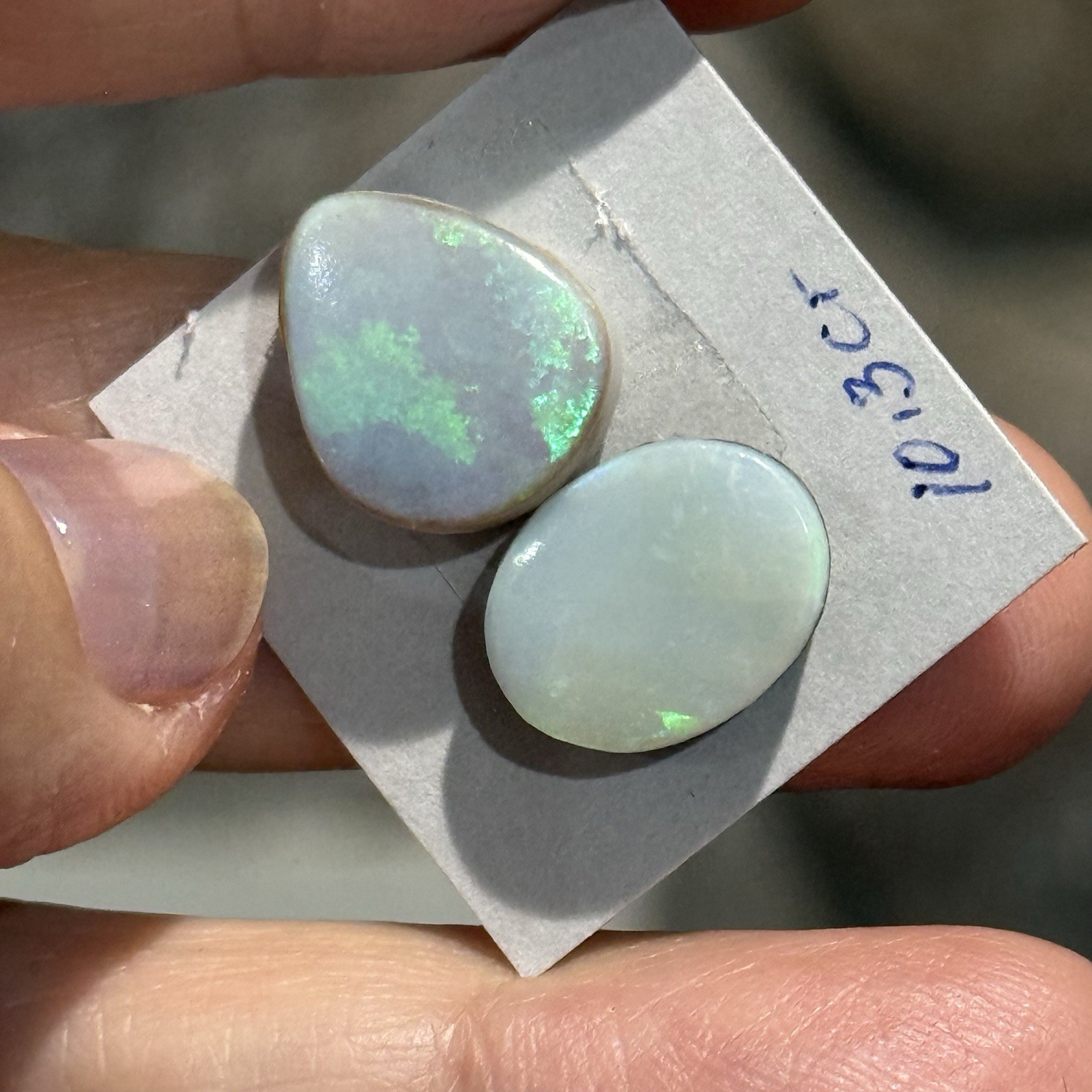 SALE 10.3ct 13x11mm 2 Pc Lot Gray Australian Doublet Opal Cabochon Gems
