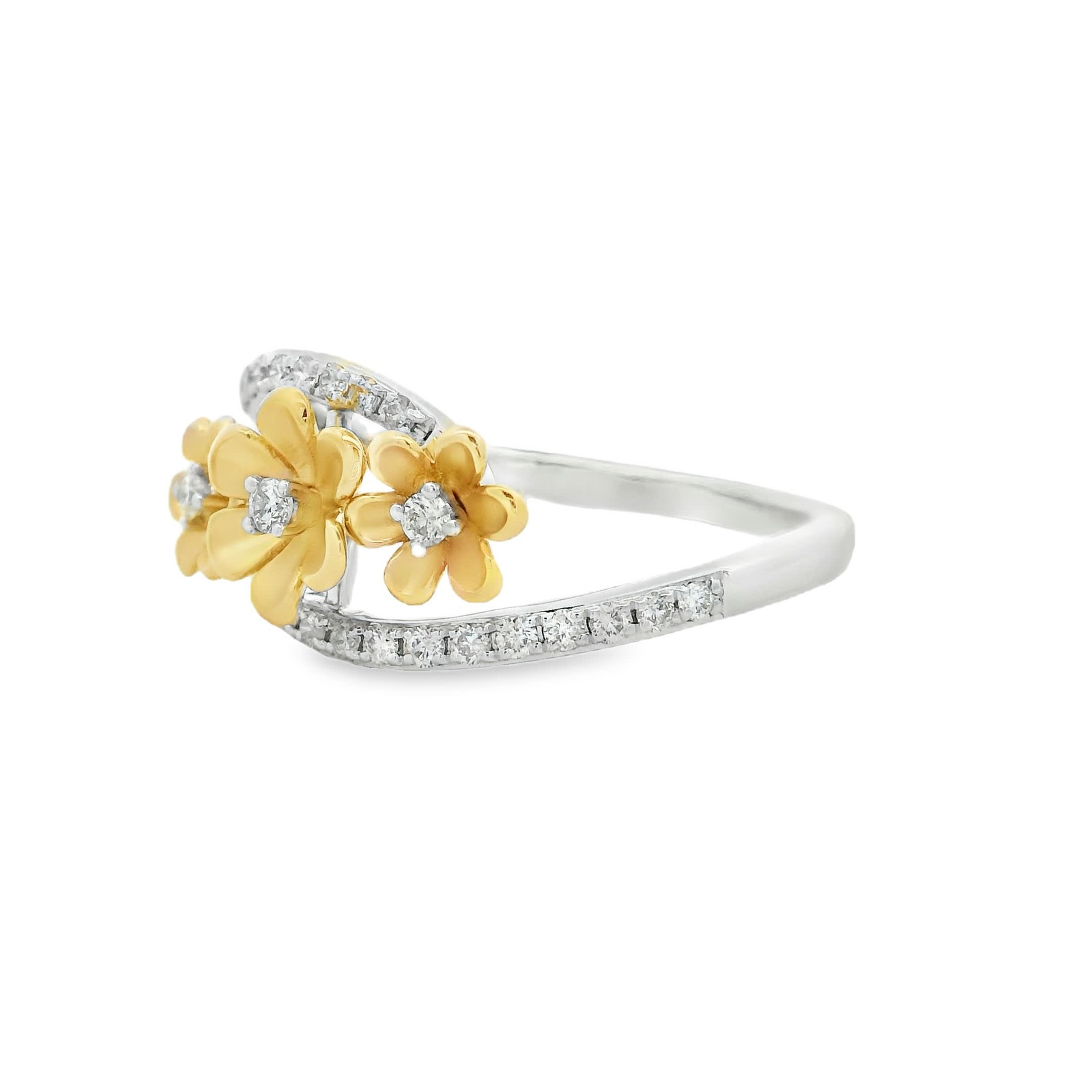0.23ct Natural 27-Diamond Pavé Ring, 14k Multi-Tone Gold, Size 7