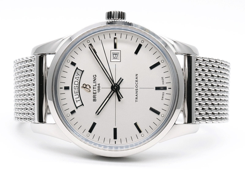 BREITLING Transocean A45310 Day date Silver Dial Automatic Men’s Watch