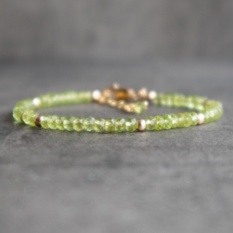 Green Peridot Faceted Round 2-3MM Gemstone Beaded Handmade Women Bracelet 6-8″