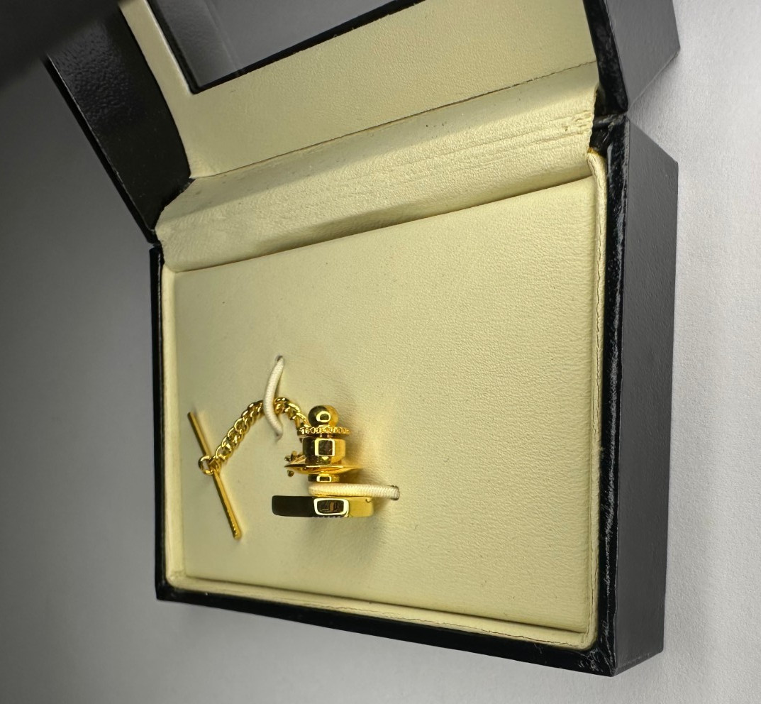 NEW Men’s STAFFORD TIE TACK CHAIN CLIP Black Gold Silver Tone Rhinestone Formal