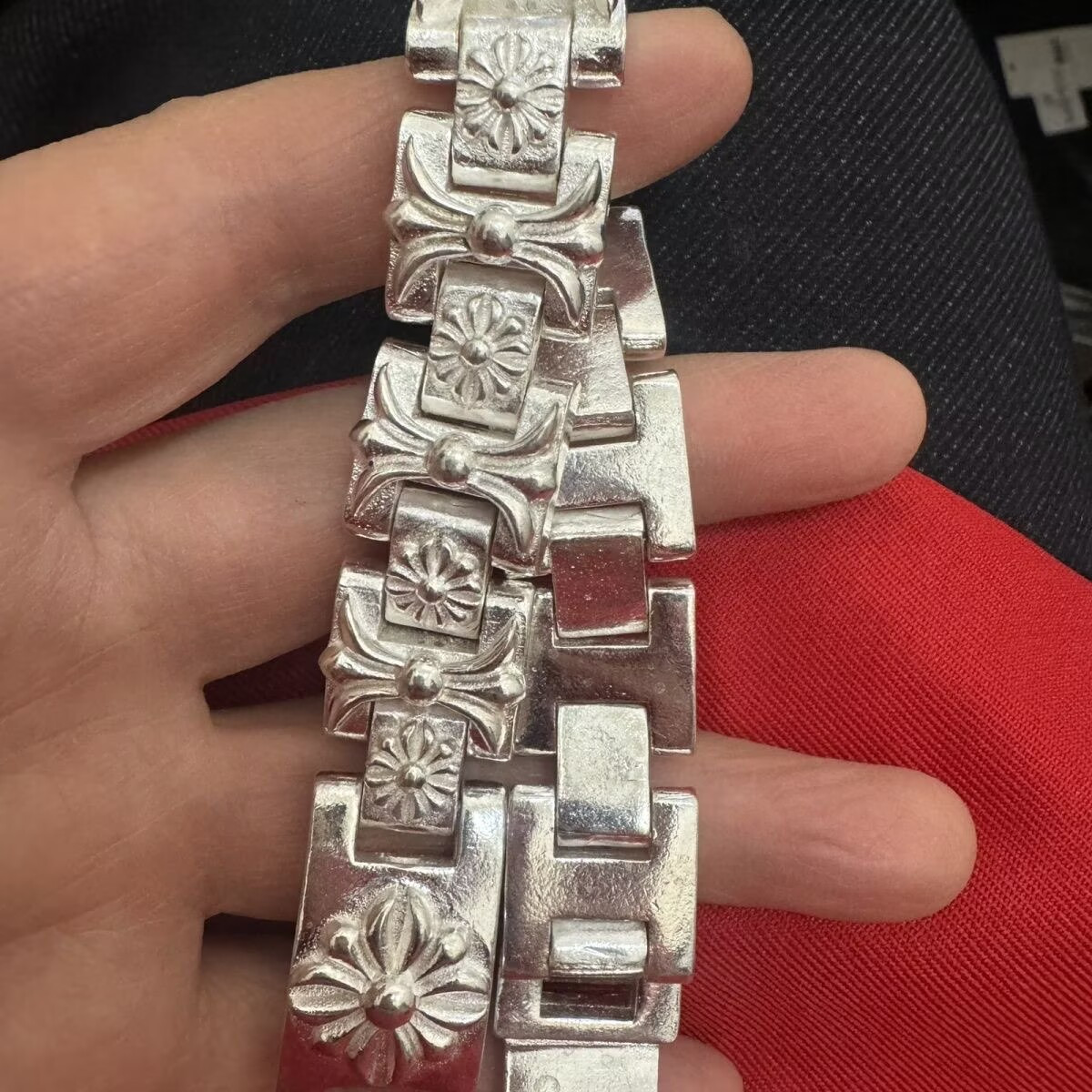 HEAVY & THICK ! MEN’S SILVER monkey CURB WRAP BRACELET 140g