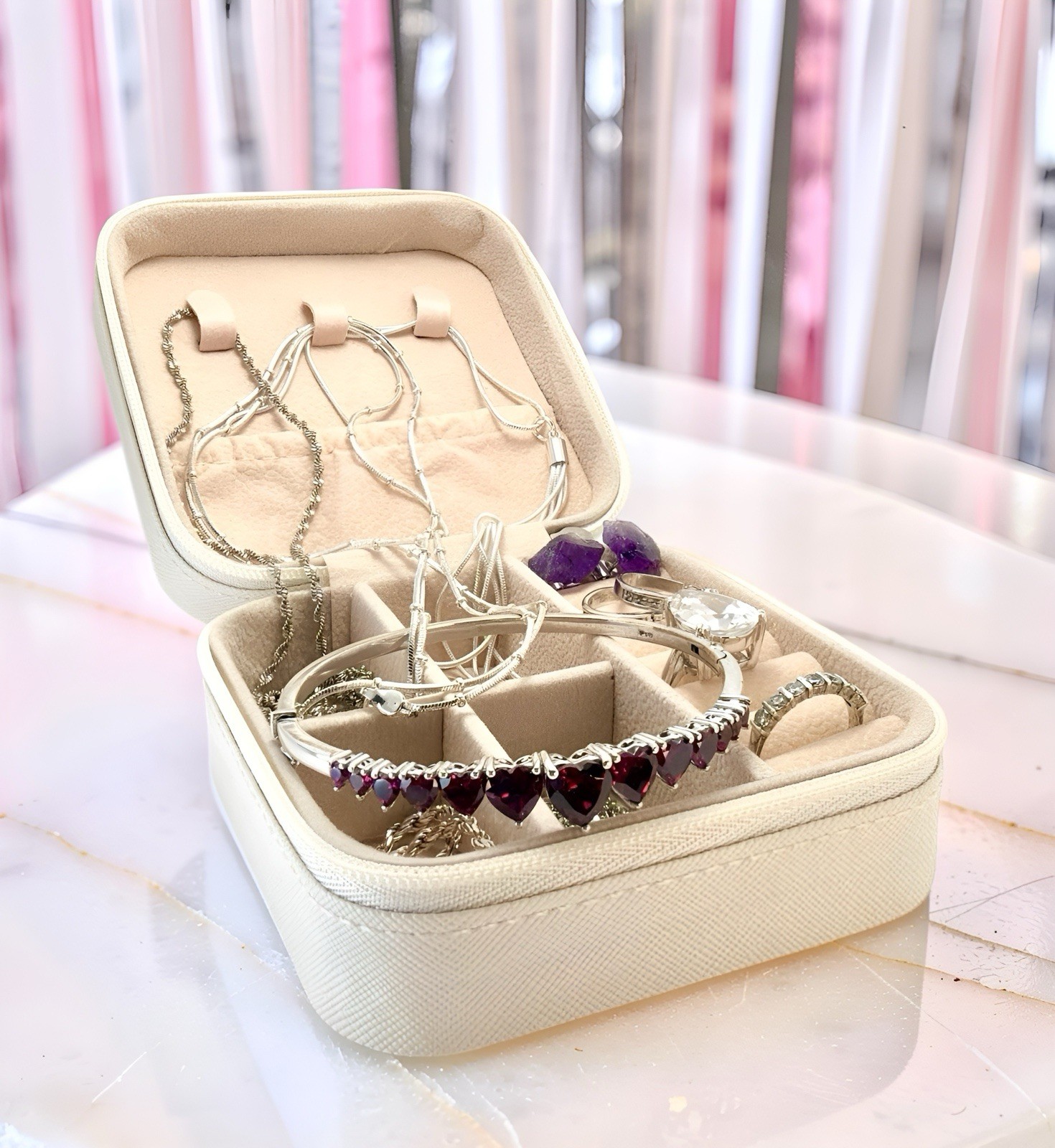 Mystery Jewelry Box 11pc Silver Gift Girls Costume Fashion Vintage Modern Jar