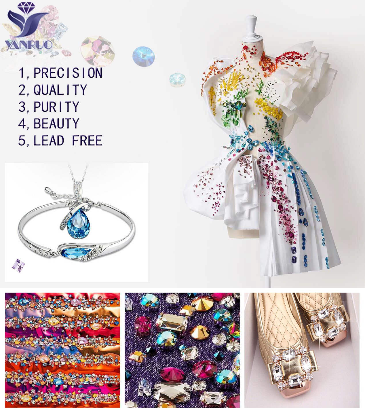Rivoli Crystal Clear Fancy Stones And Crystals Strass Point Back Sewn Rhinestone