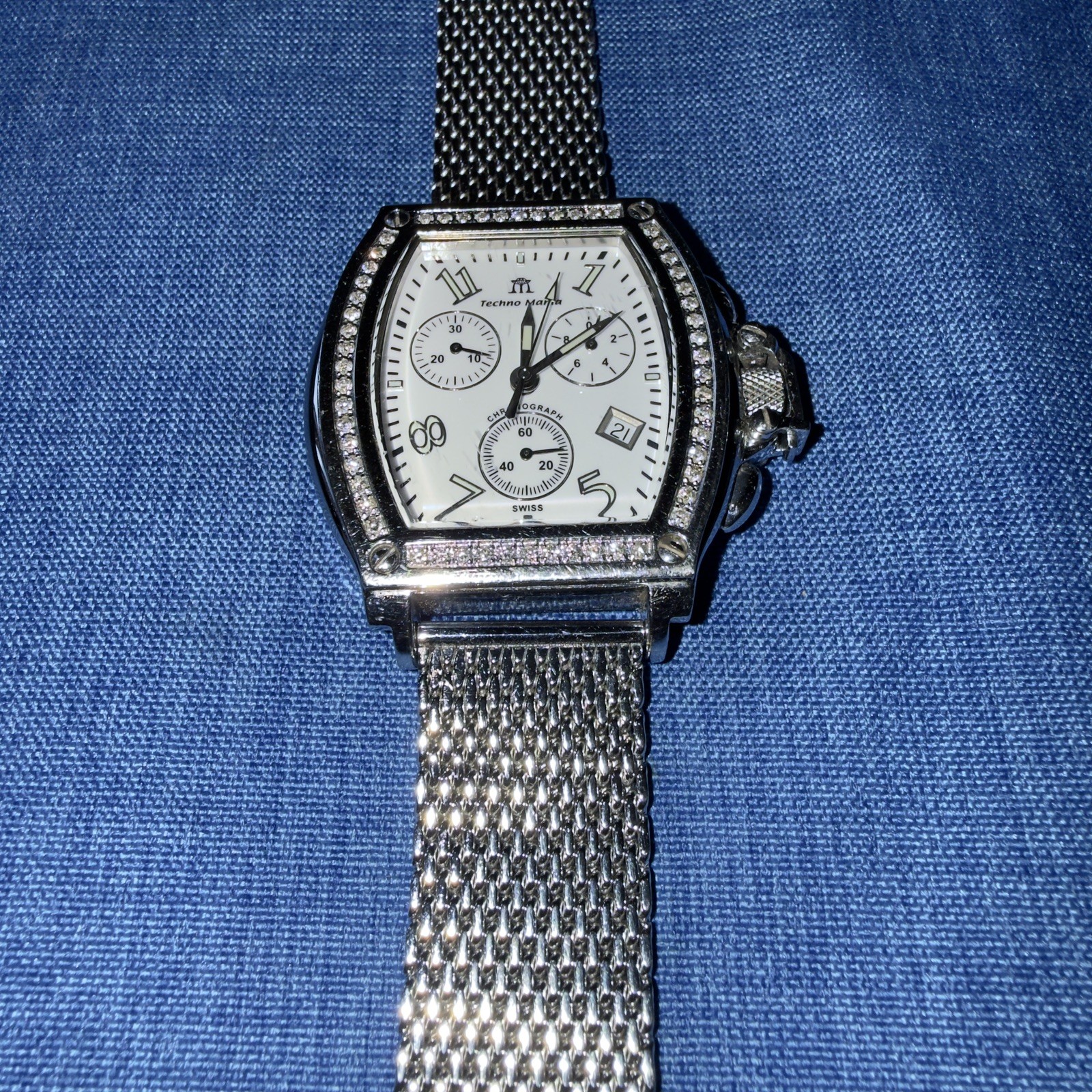 TECHNO MANIA Swiss Chronograph Calendar 1.5 ct Diamond bezel sapphire crystal