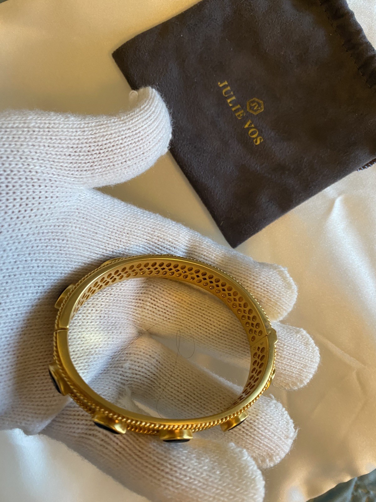 NEW Julie Vos Hinged Bangle Bracelet And 24k Gold NWOT