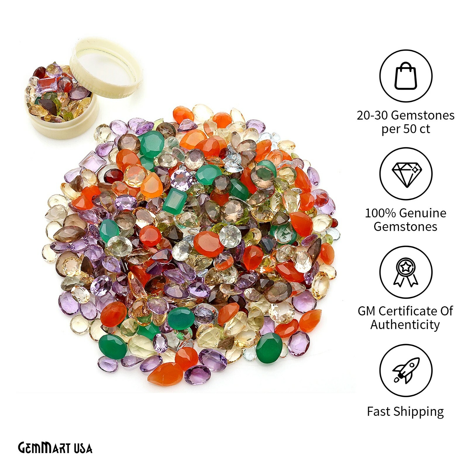 Natural Loose Gemstone Mixed Gems Carat Lot Mix Faceted Cut Semi Precious Stone