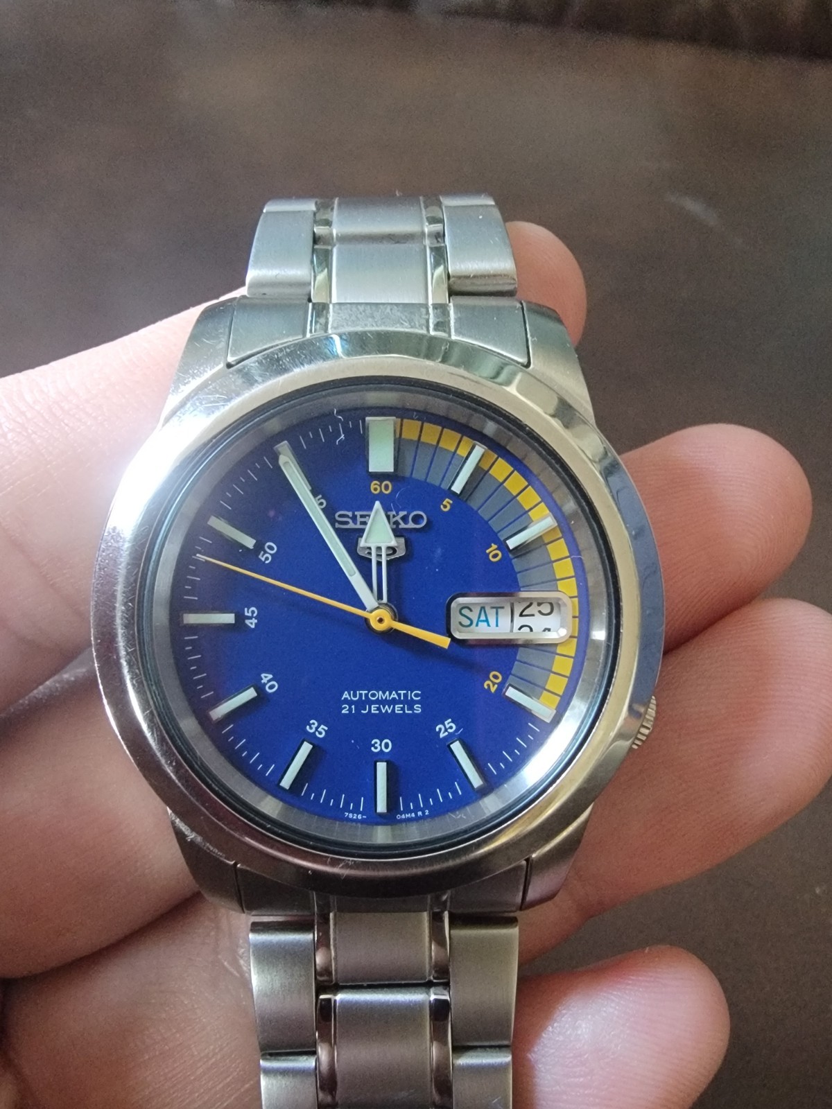 Seiko 5 Men’s Automatic 21J Blue Dial Day/Date Stainless Steel Bracelet