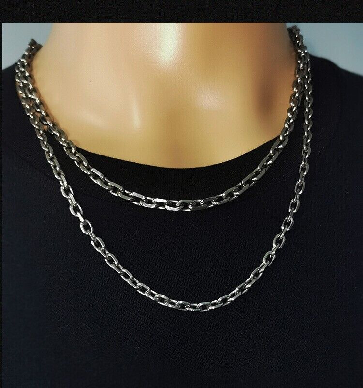 Pure Titanium Angle Chain Necklace Anti-Allergic 23.6inch Trendy Hip-hop Men’s