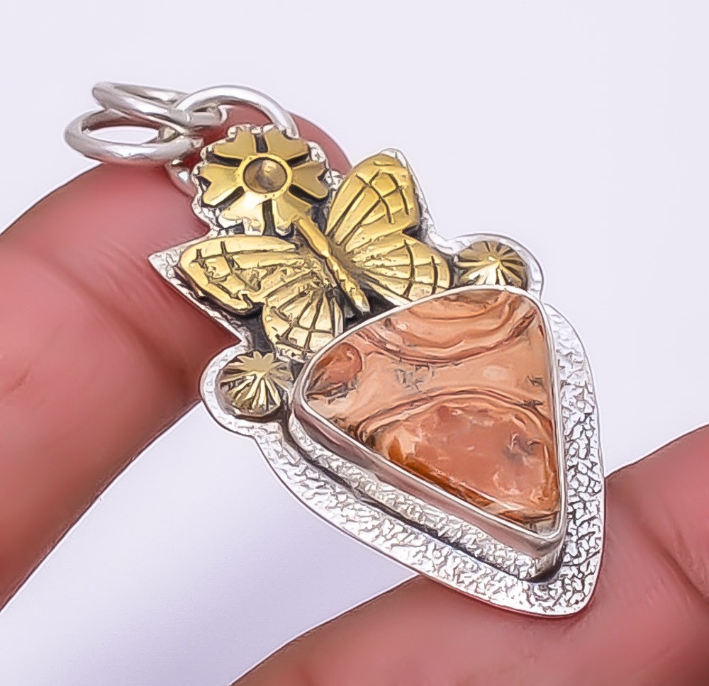 Bird Eye Jasper 925 Sterling Silver Butterfly Pendant 1.95″ P891634, Christmas