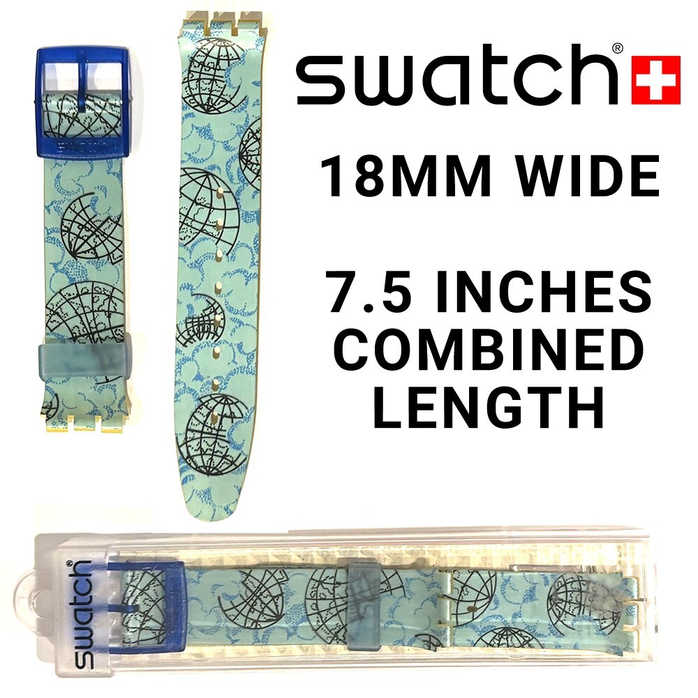 Unworn Genuine SWATCH Plastic Strap MAPPAMONDO SAN101 (18mm Wide, 7.5 Inch Long)