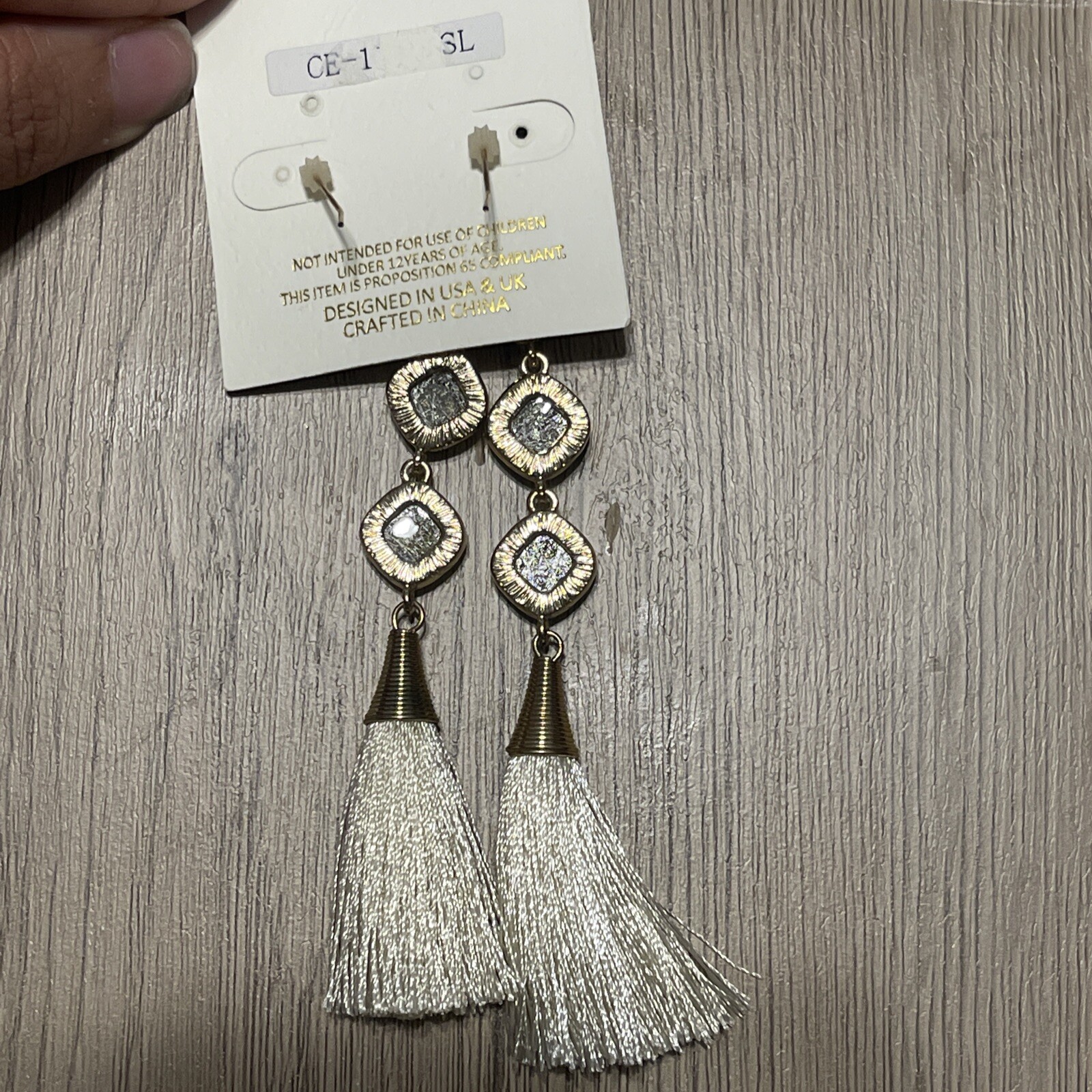 Isles And Stars Dangle Drop Tassel Earrings Lead Compliance Gold Druzy