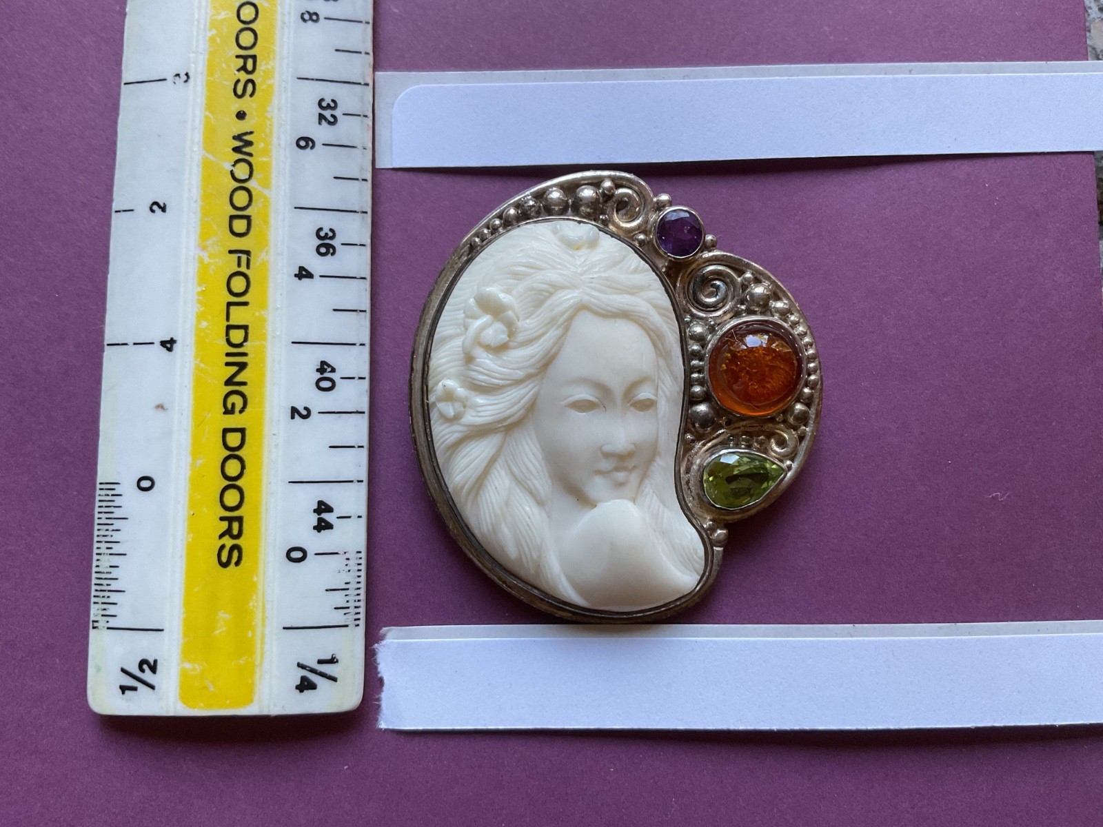 SAJEN 925 Sterling RARE Woman Looking Over Shoulder Cameo Pin Pendant 90’s Bali