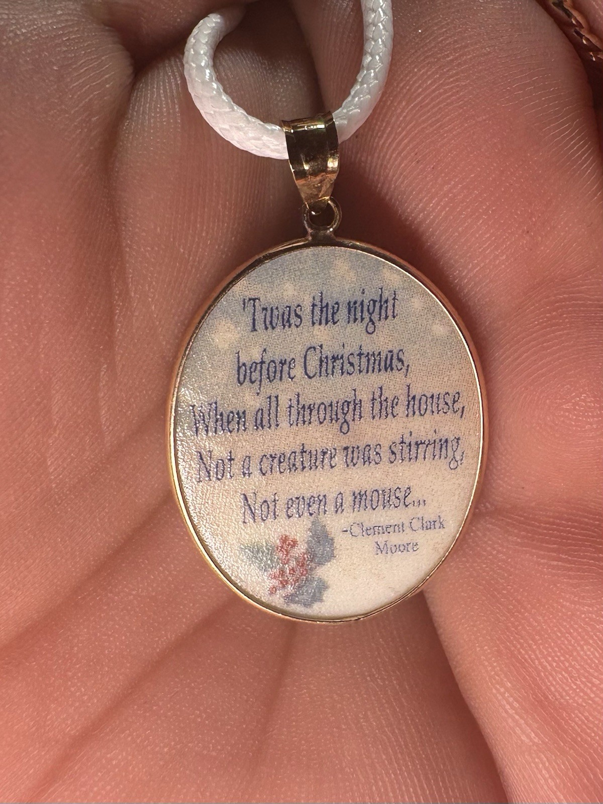 14K Yellow Gold Santa Pendant Night Before Christmas Quote 34mm 2.8mmB 3.0G MC