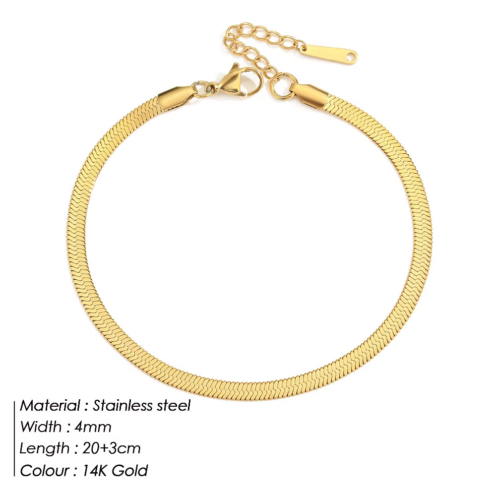 Emanco 4MM Snake Chain Anklet Womens/Girls Beach Chain Stainless Steel Anklet Gi