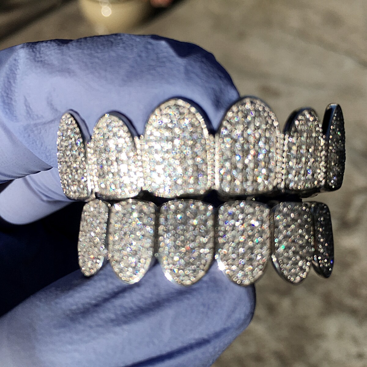 Men’s Real 925 Silver Grillz White Iced Micro Pave CZ Flooded Out Teeth Grills