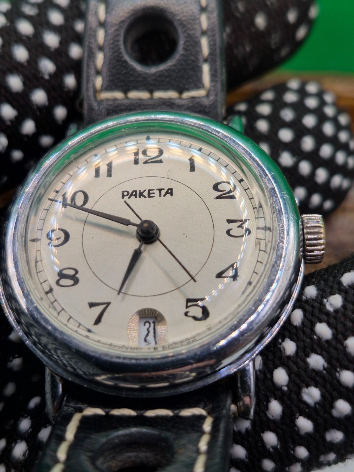 Vintage Soviet mechanical wristwatch RAKETA 2614 H.
