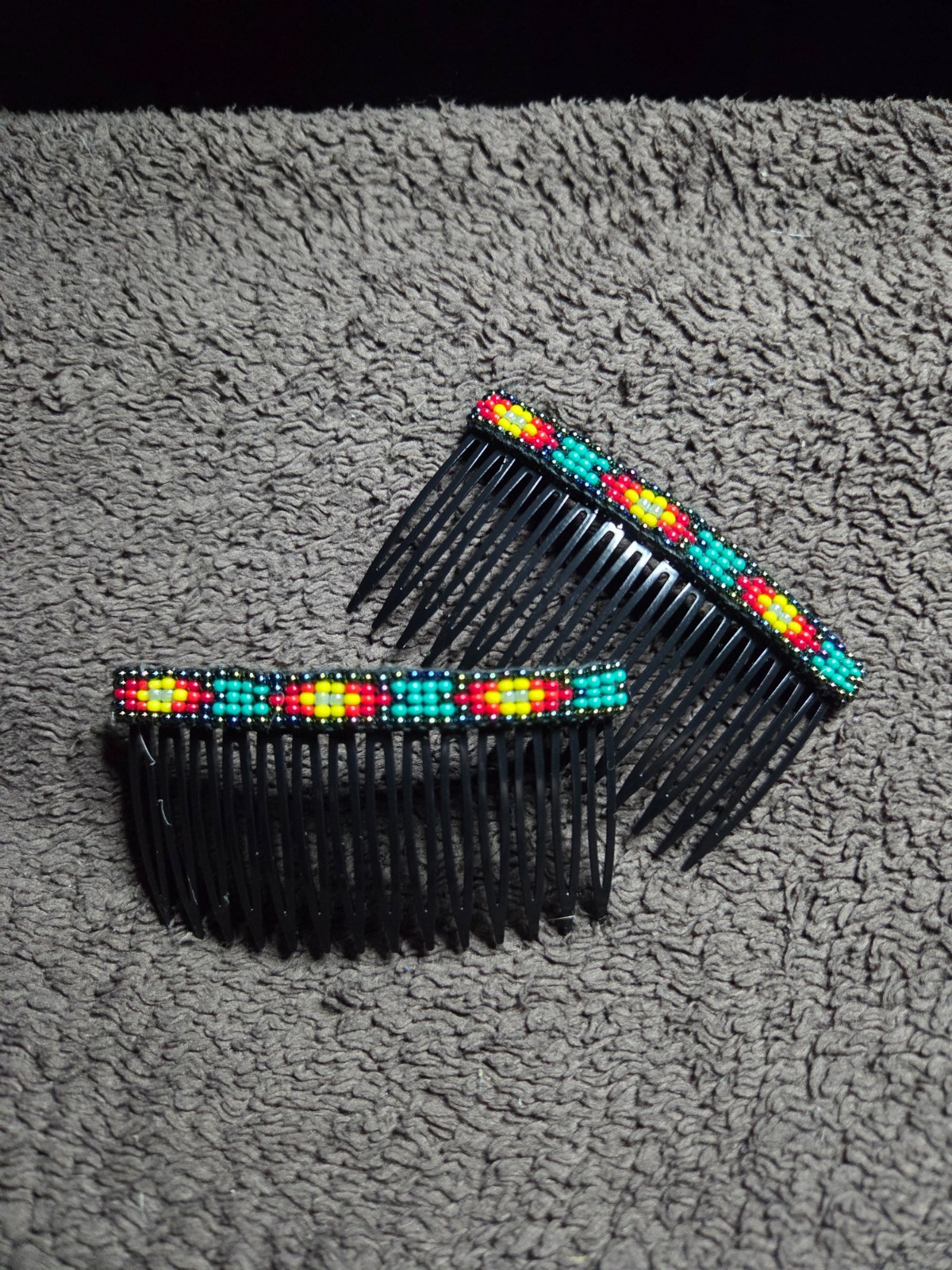 Native American Hand Beaded Hair Comb Set by Jean