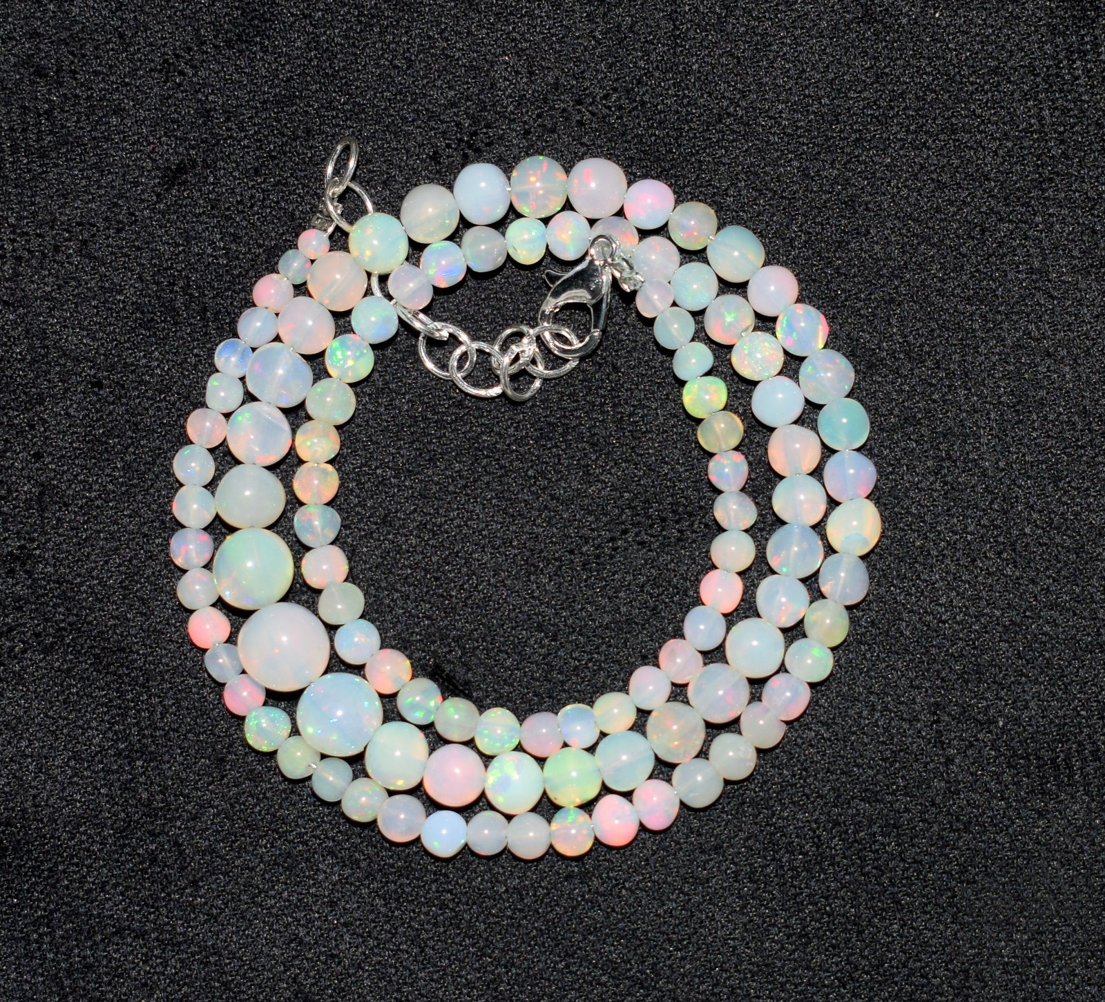 16″Natural Ethiopian Opal Wello Fire Opal Gemstone Beads Necklace Jewelry A0764