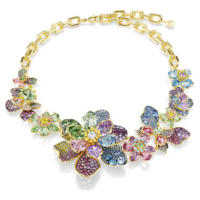Swarovski Idyllia Necklace Mixed-cut, set with gemstones, flower design, large