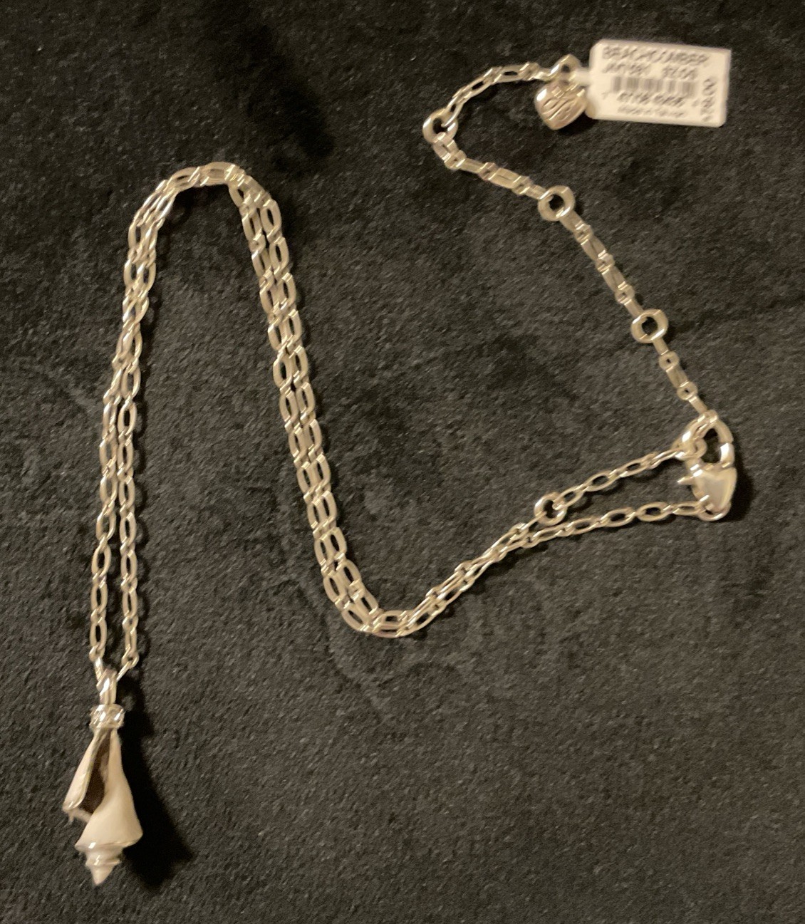 BRIGHTON NWT BEACHCOMBER WHITE ENAMEL CRYSTAL SHELL PENDANT NECKLACE RP:$78.