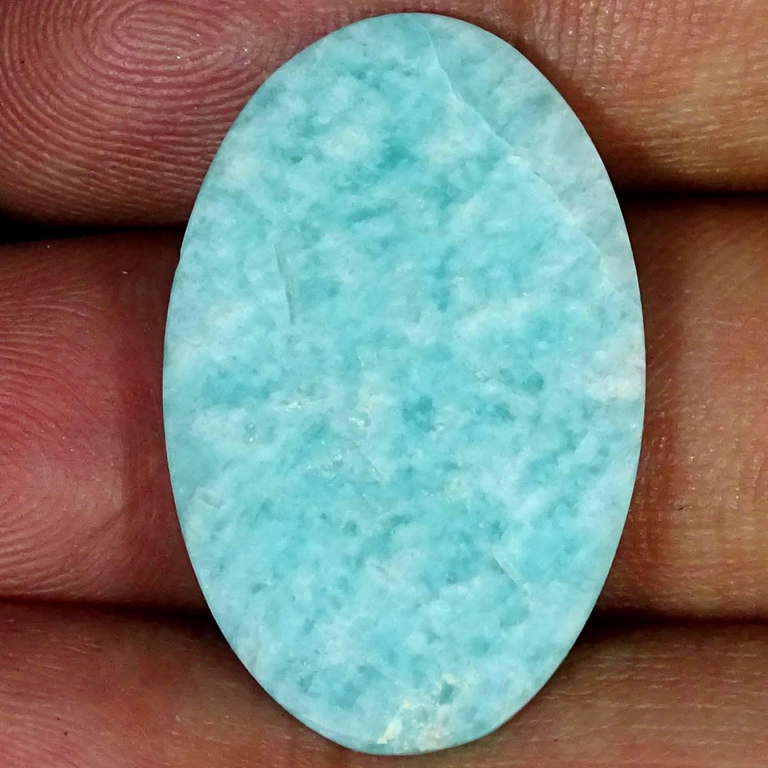 16.70Cts 100% Natural Amazonite Oval Cabochon Gemstone 19x30x3mm