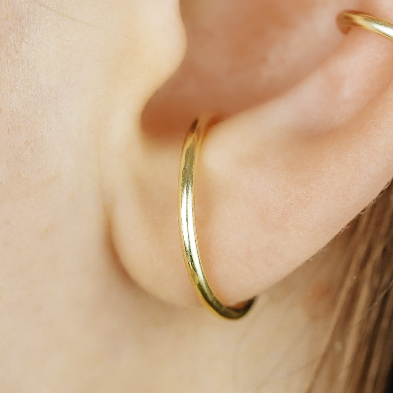 Black Fake Piercing Ear Cuff Thick Hoop Lobe Conch Helix Cartilage, Gift for Him