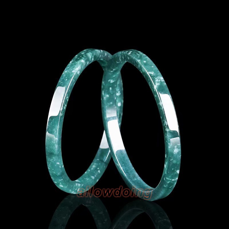Real Grade A Natural Blue Jade Jadeite Bracelet Smooth Square Bangle ID 52-61mm