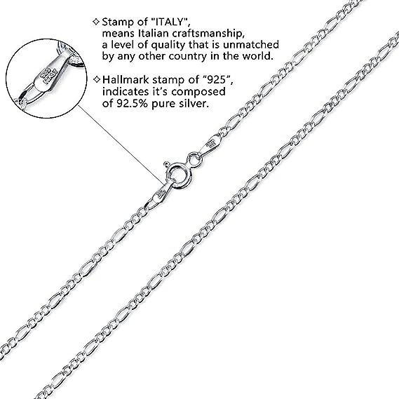 2MM Solid 925 Sterling Silver Italian DIAMOND CUT Figaro Anklet Chain 9″ or 10″