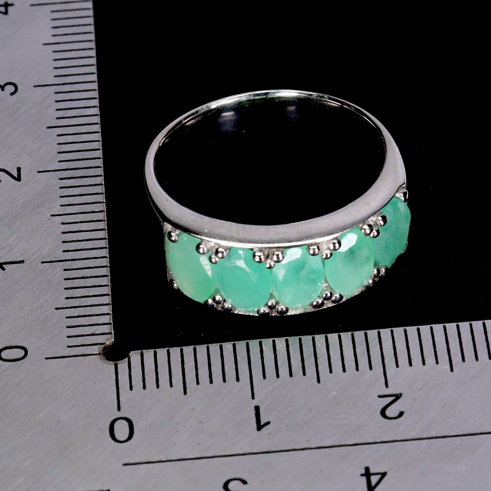 925 Sterling Silver Ring Oval Emerald 6x4mm Natural Gemstone Jewelry Size 8