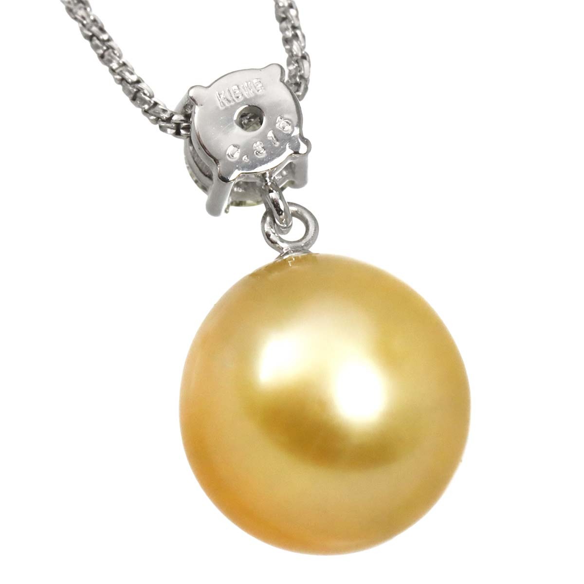 South Sea pearl 10.9mm Diamond 0.315ct Pearl Necklace 18K K18 WG 750 90316304